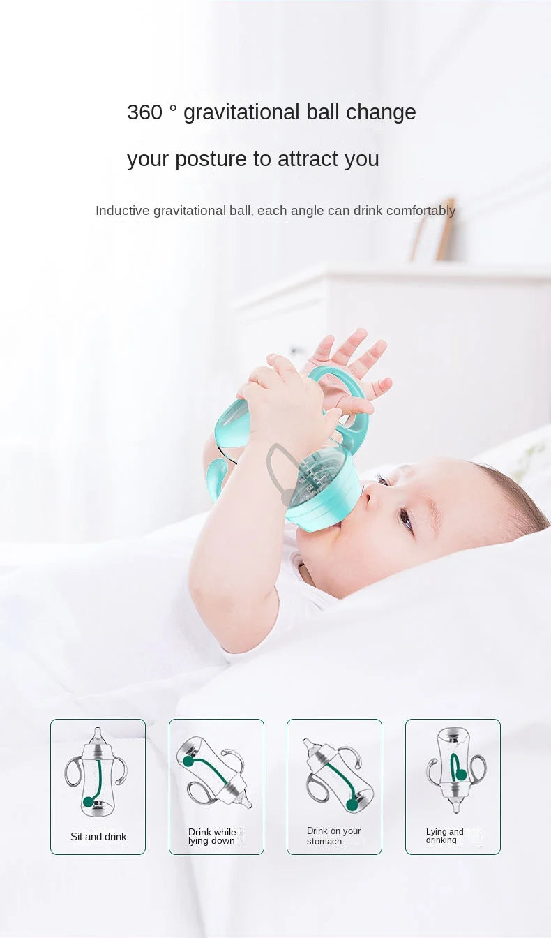 Anti-Choke Baby Bottle With Grip Wide-Caliber Feeding Bottles fpr Newborn Dring Cup Dual Use Infant Milk Water Drinking Bottle