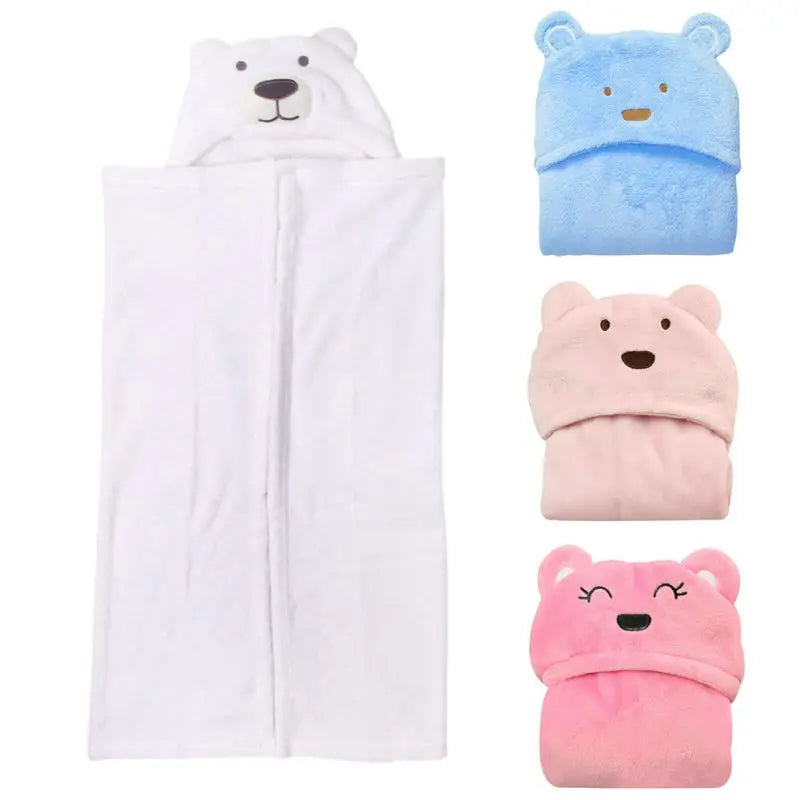 96x76 Newborn Wrap Blanket Cartoon Coral Fleece Baby Hooded Bath Towel Soft Warm Sleeping Swaddle Wrap Infant Stuff Bathrobe