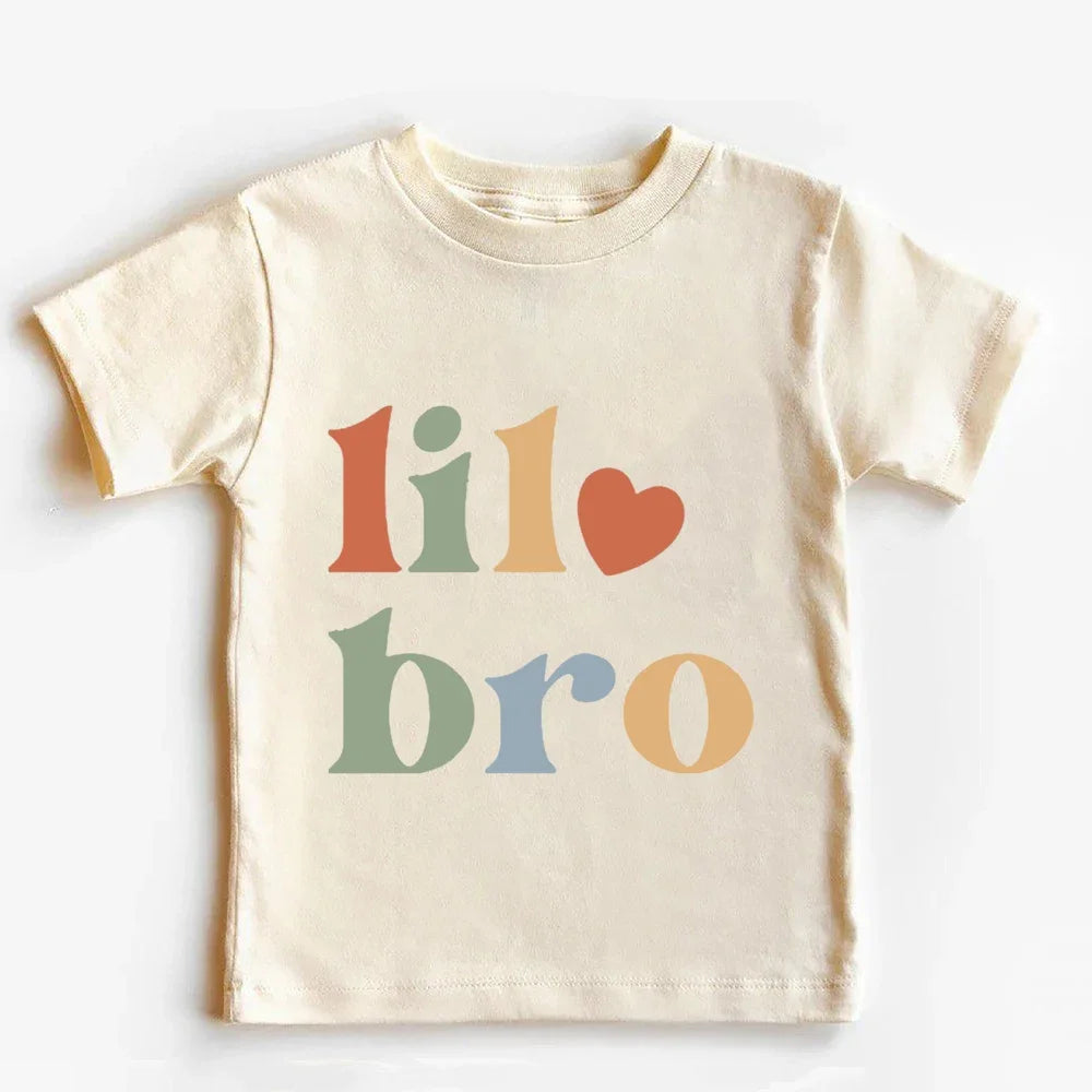 Big Brother Little Brother Family Matching Shirt Boys Summer T-shirt Kids Retro Short Sleeve Tops Outfit  Sibling Shirts Clothes