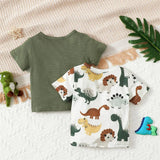 2PCS/bundle Summer Fashion Top Newborn Baby Boy Cute Dinosaur Short Sleeve Casual T-shirt Clothing for Toddler Boy 1-3Years