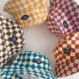 Fashionable Checkerboard Pattern Kids Bucket Hat Cute Plaid Baby Boys Girls Sun Hat Soft Kids Chilren Fisherman Panama Caps