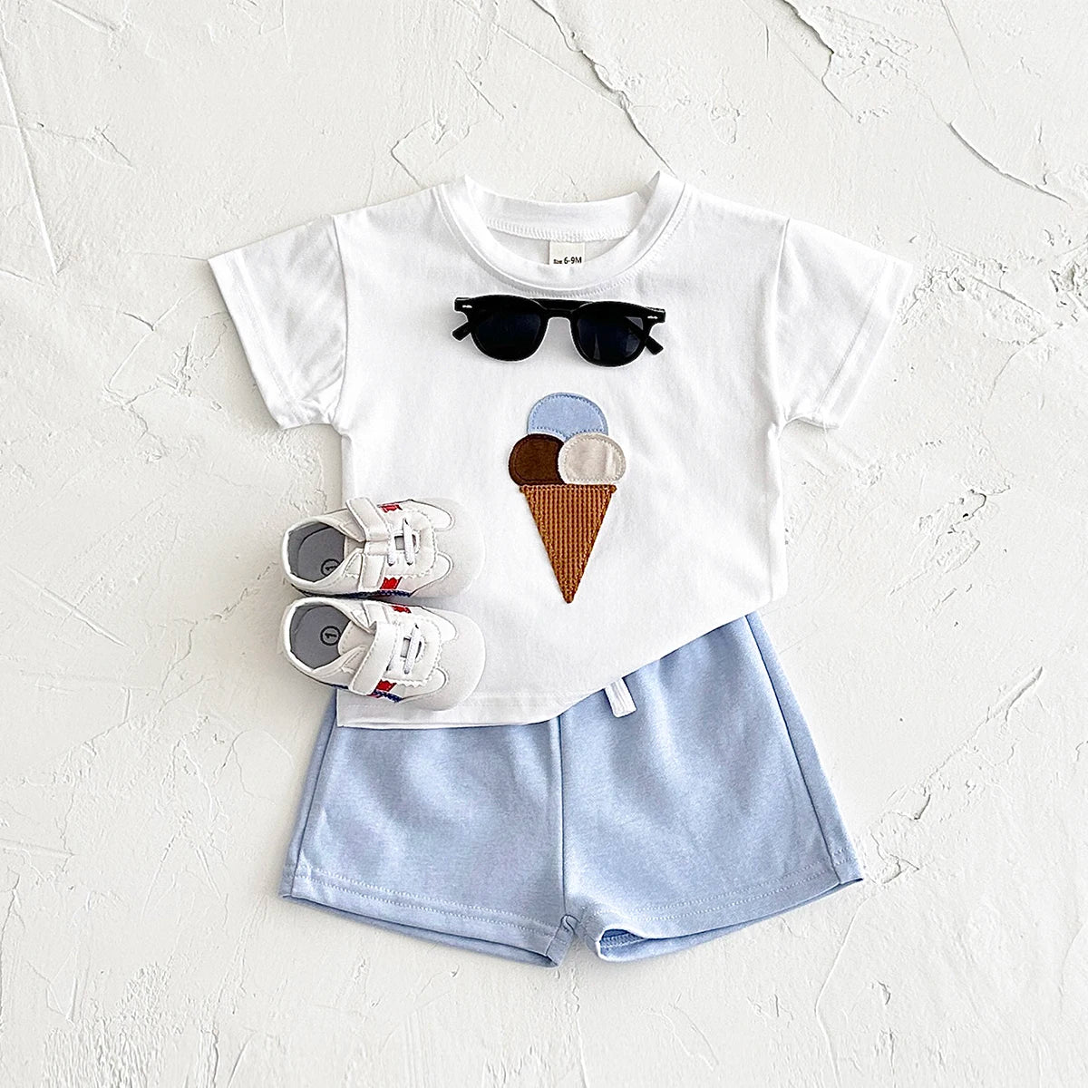 2Pcs Boy Girl Summer New Baby Clothes Sets Children Clothing Ice Cream Print T-shirt+Shorts Infant Toddler Outfit Suit Clothes