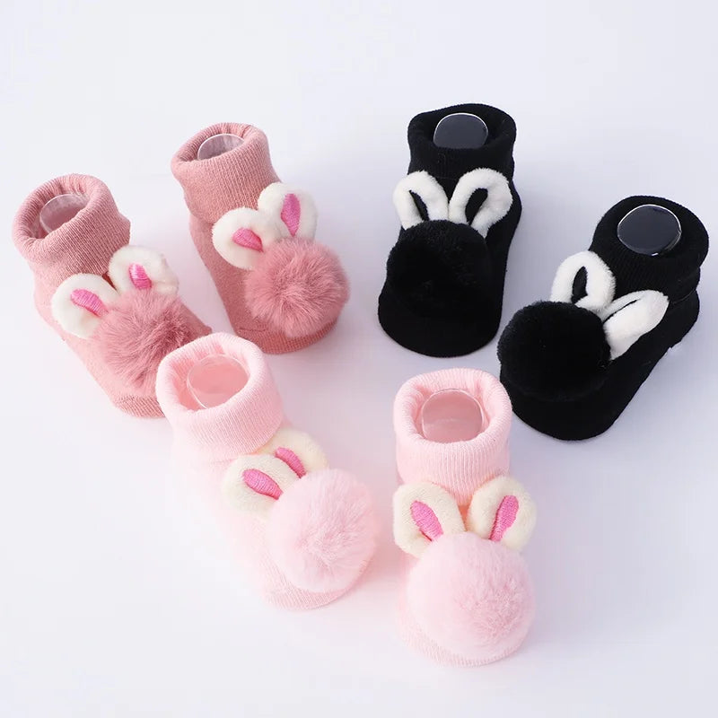 2Pcs Set Baby Socks Headband Cute Plush Ball Newborn Short Socks Cute Kids Baby Girl Hairbands Socks Photo Props