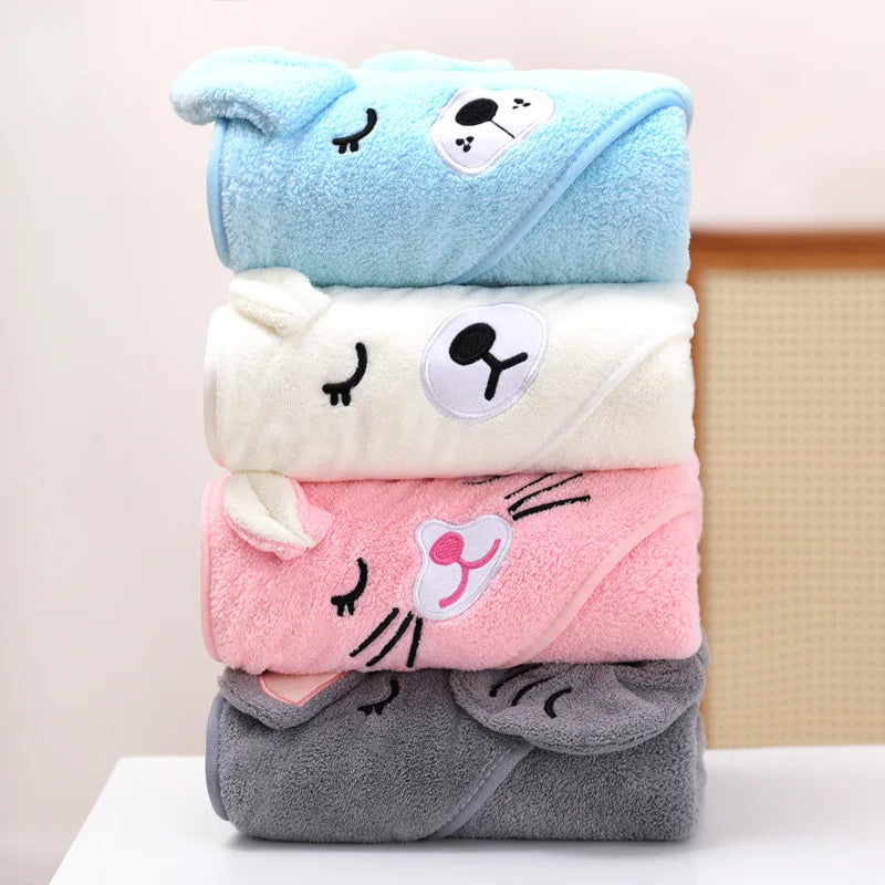 Cartoon Baby Bath Towels Soft Newborn Hooded Towel Blanket Cute Toddler Bathrobe Warm Sleeping Swaddle Wrap for Boys Girls