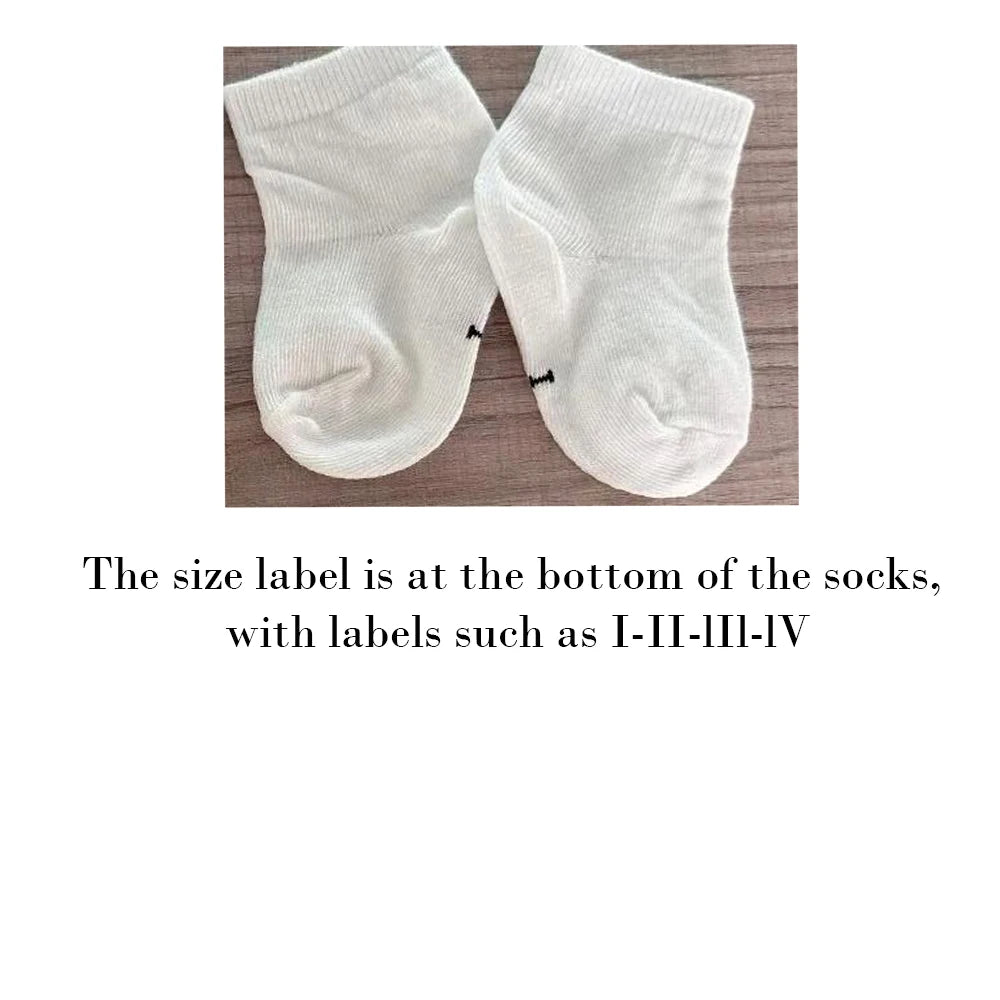 5Pairs Baby Socks Infant Cartoon Solid Color Soft And Comfortable White Mid-Calf Socks For Daily Life