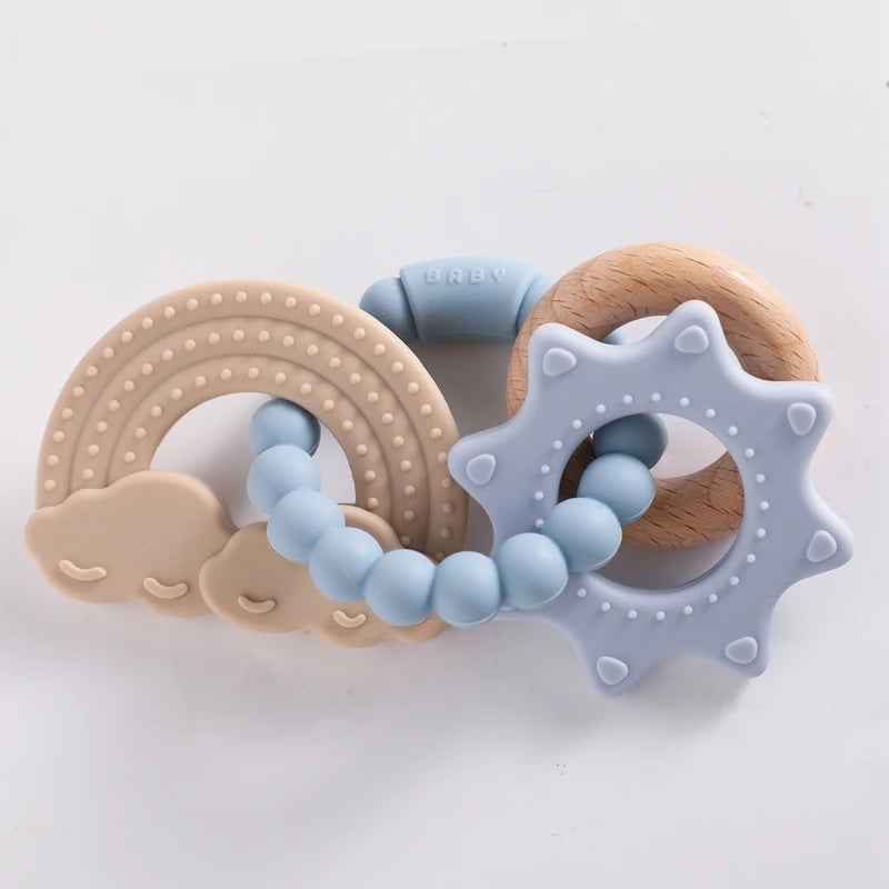 1pc Silicone Teether,Food Grade Baby 0-12 Toys,ToddlersTeething Ring Sensory Toys,Silicone Planet Teether Bracelet Accessories