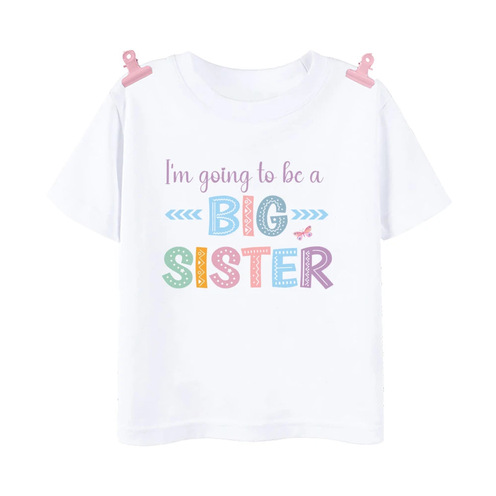 I'm Going To Be A Big Sister Printed Girls Shirt Tee Pregnancy Announcement Kids T-shirt Child Summer Short Sleeve Clothes Tops