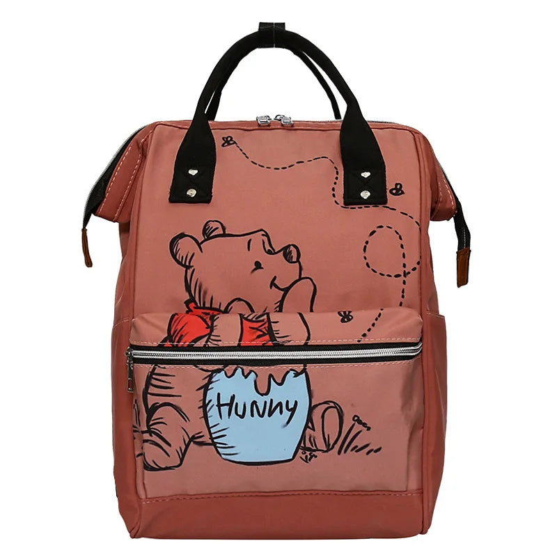 Disney New Mommy Bag Fashion Cartoon Print Large Capacity Mommy Bag Mother and Baby Bag Waterproof Bottle Diaper Backpack