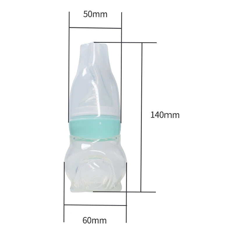 1 Pc Baby Medicine Feeder Bottle 70ml Bear Design Prevent Choking With 2 Pcs  Silicone Replacement Pacifier And Food Spoon Head