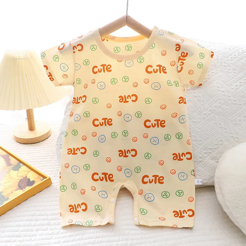 2024 Infant Toddler Crawling Clothes Cotton Summer Boys Girls Thin Male Baby Female Short-sleeved Romper suit Children's Onesie