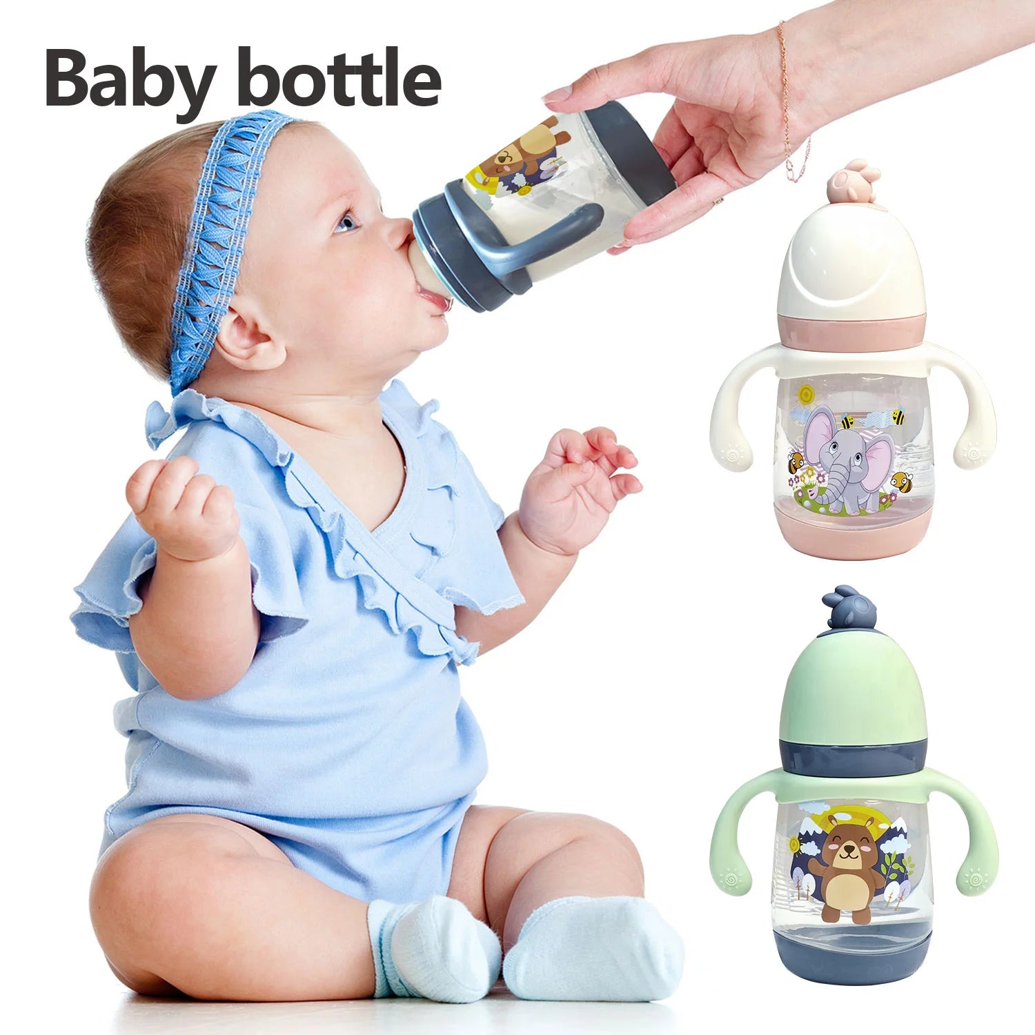 240ml newborn cartoon bottle, BPA-free, cartoon shape baby PP bottle, drop-proof and leak-proof baby feeding bottle