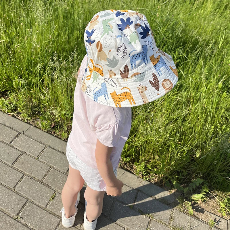 Summer Panama Baby Girls Hat Autumn Cartoon Boys Fisherman's Cap Beach Baby Sun Hat Outdoor UV Bucket Hat for Kids Toddler Visor