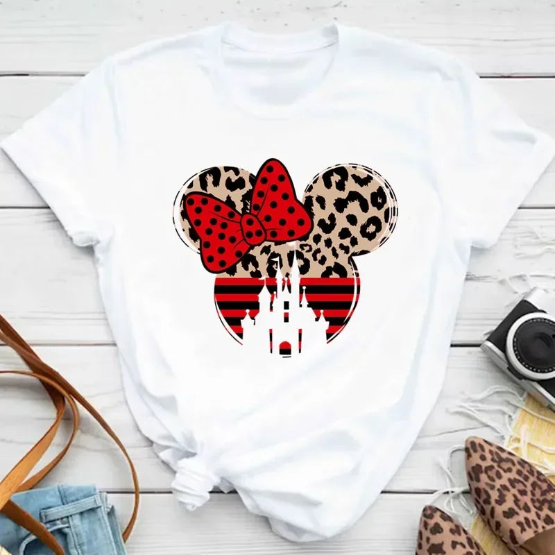 Disney Mickey Mouse Children T-shirt Fashion Minnie Pattern Print Tshirt Kid Boy Girl Clothing Summer Cotton Top Baby Casual Tee