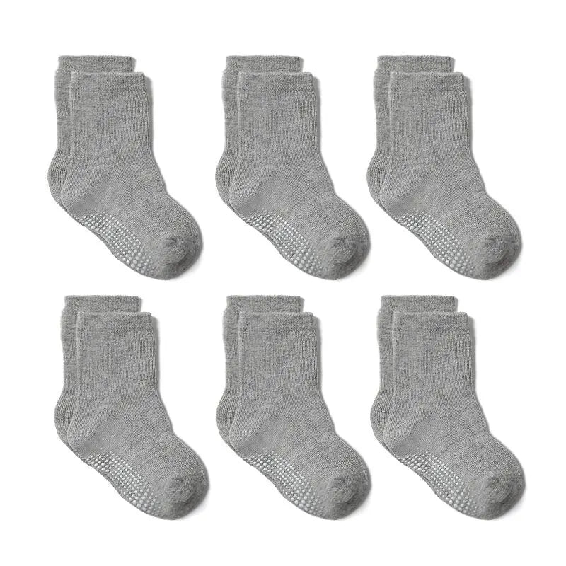 6 Pairs/lot Cotton Sock with Rubber Grips Children's Anti-slip Boat Socks Non-slip Socks for Boys1-7Years