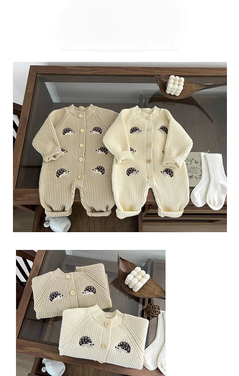 2025 Spring New Baby  Clothes Animal Embroidery Girls Rompers Single Breast Boys Jumpsuits