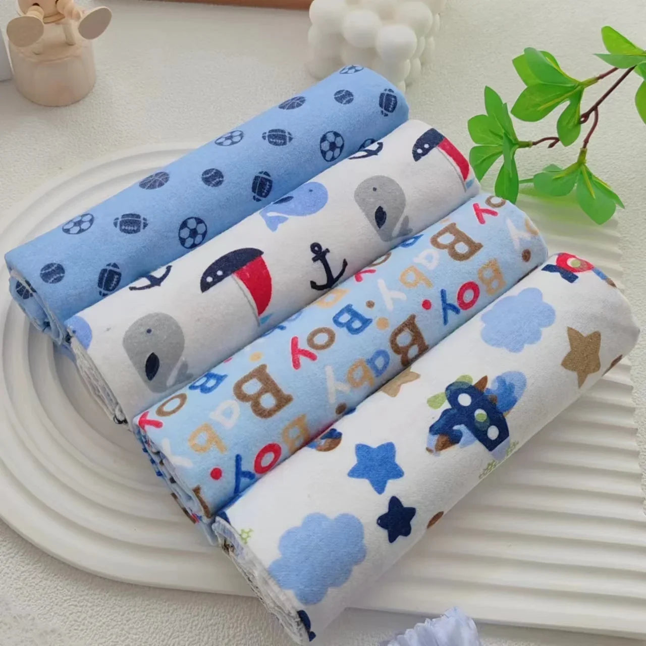 4pcs/pack 100% Cotton Receiving Baby Blanket Newborn 76x76cm Baby Bedsheet Supersoft Flannel Diapers New Born Blanket Swaddle