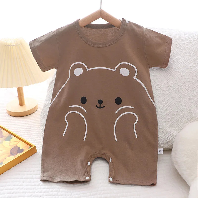 2024 Infant Toddler Crawling Clothes Cotton Summer Boys Girls Thin Male Baby Female Short-sleeved Romper suit Children's Onesie