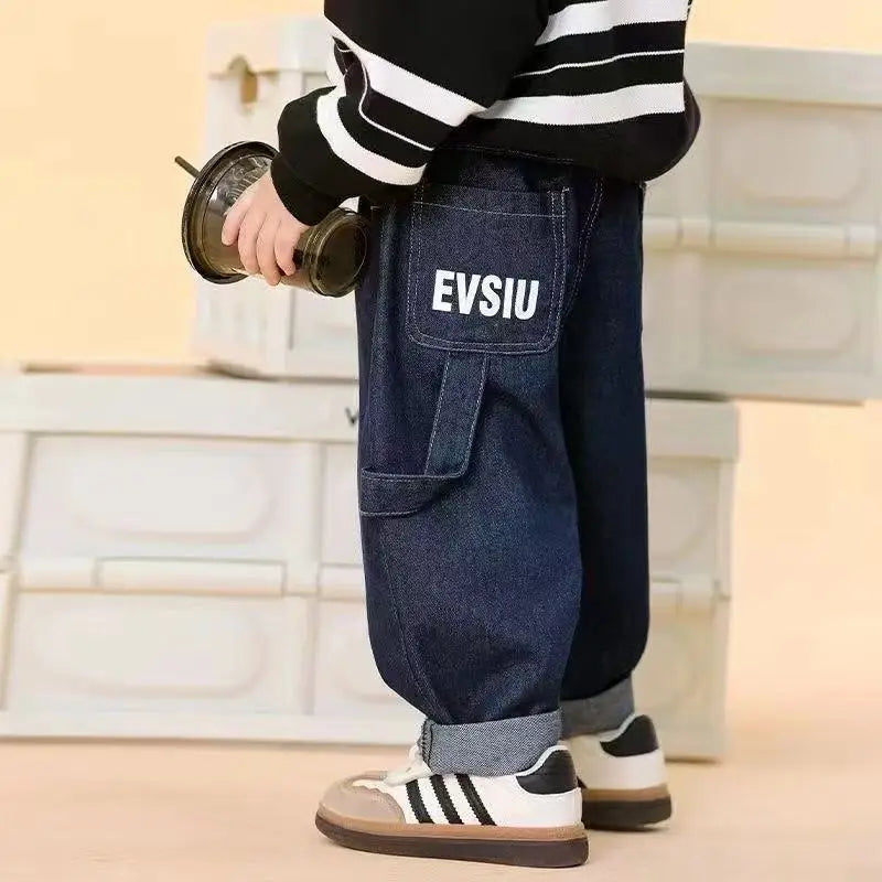 Children's Clothing Boys' Spring and Autumn Pants 2025 New Style Children's Jeans Medium and Large Children's Casual Pants