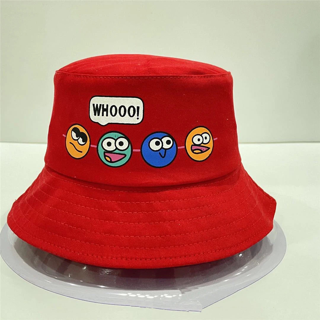 Children Bucket Hat New Spring Boys Girls Sun Hat Cute Funny Expression Outdoor Summer Kids Hat Fishing Cap Korean Style 2-6Y