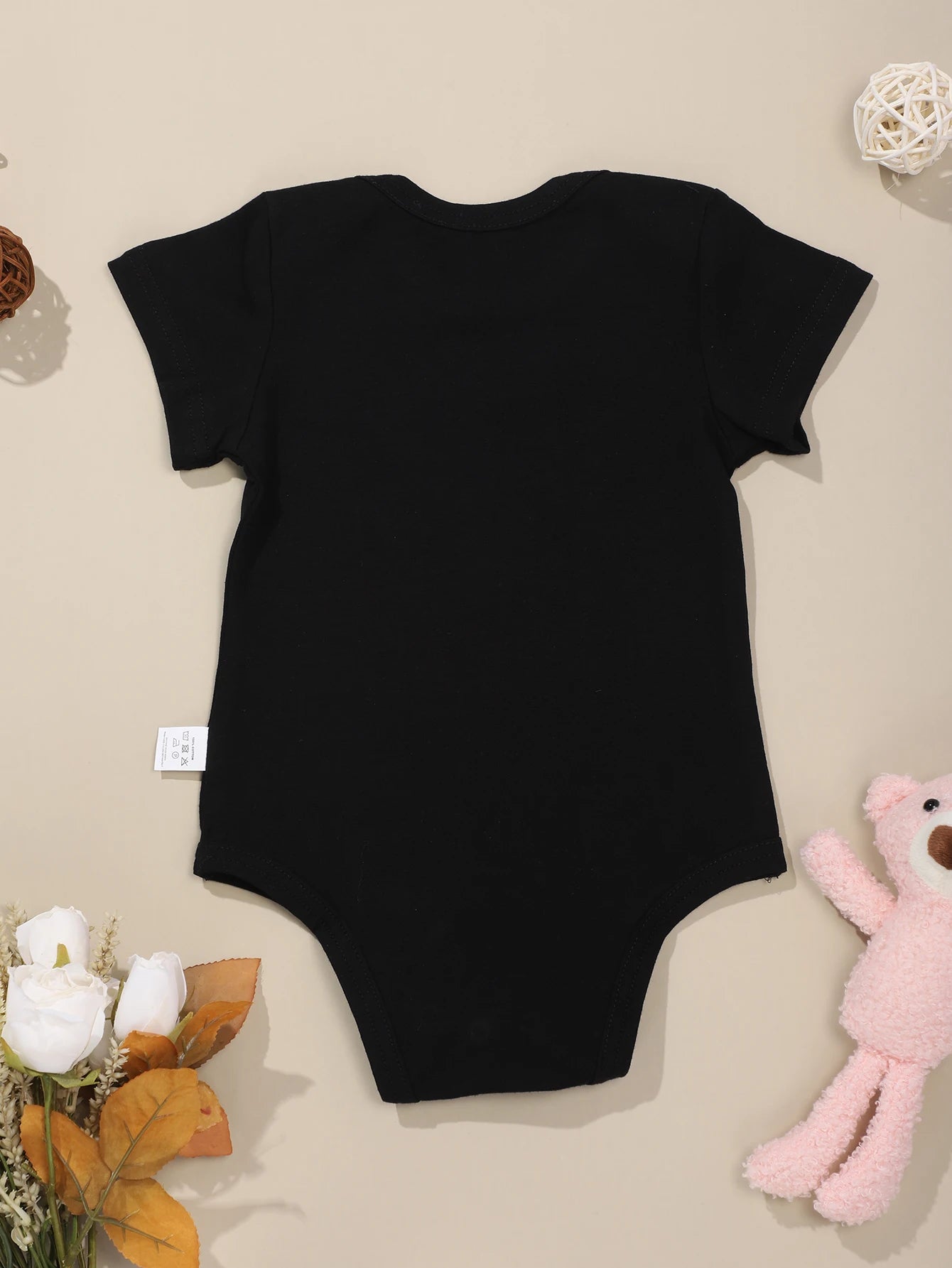 Newborn Boy Girl Clothes Black Short Sleeved Romper Outdoor Breathable Soft Baby Jumpsuit Street Trend Casual Toddler Onesies