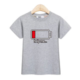 3-13T Children Casual T-shirt Battery Graphic Top Boys Summer Short Sleeved Shirt O-neck Cotton Clothes