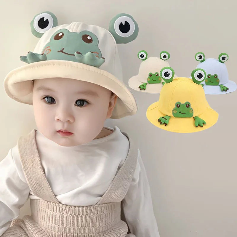 Baby Bucket Hat for Kids Spring Outdoor Boys Girls Sun Hat Summer Cute Frog Toddler Children Fisherman Cap Cotton Panama Bonnet