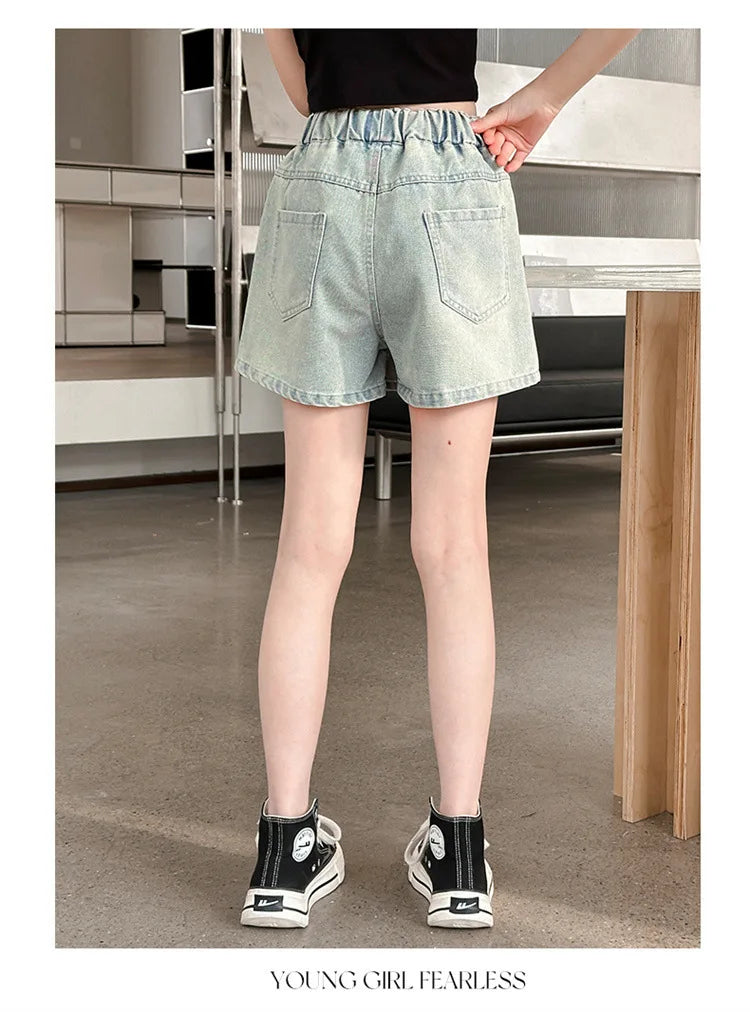 Girls Denim Shorts 2024 New Summer Thin Culottes for Children Korean Version Children Short Skirt Hot Pants