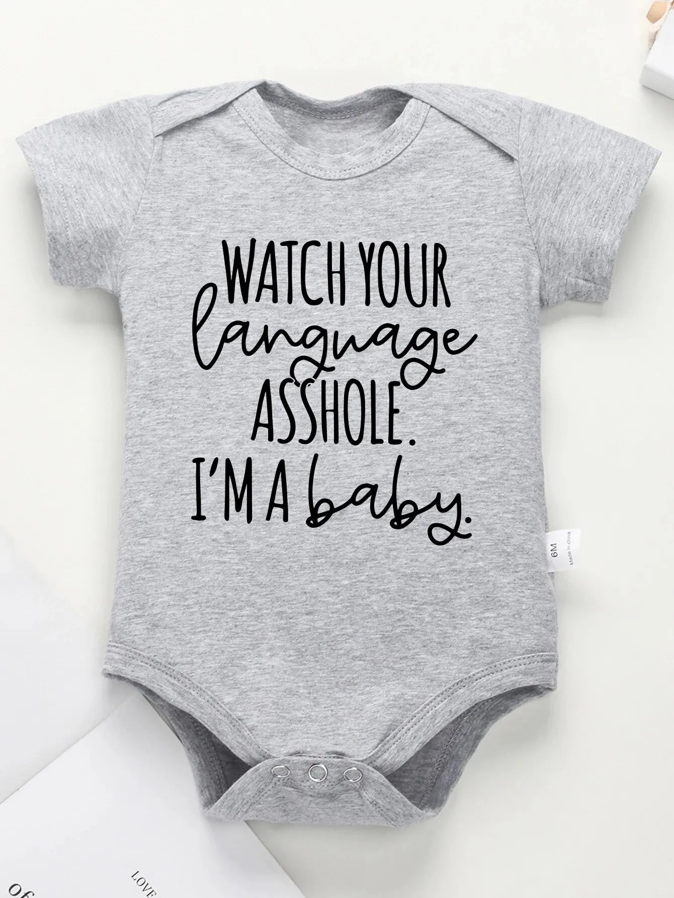 Funny Creative Newborn Girl Boy Clothes Watch Your Language Printed Cotton Infant Onesie Trend New Toddler Jumpsuit Short Sleeve