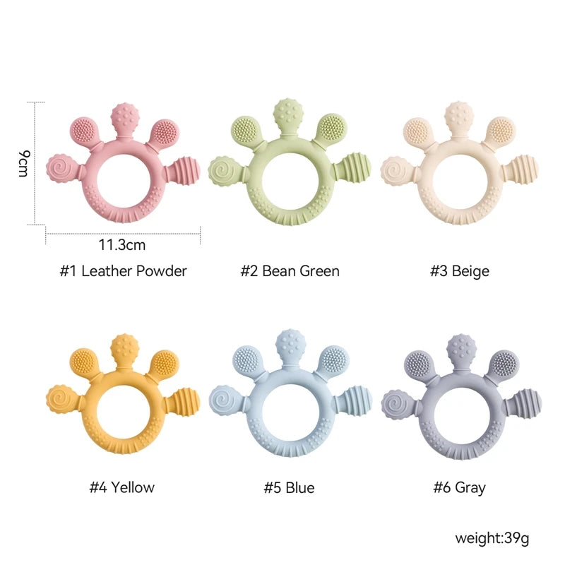 1pc Silicone Teether,Food Grade Baby 0-12 Toys,Teething Ring Sensory Toys for Toddlers,Silicone Animal Soothing Toys Accessories