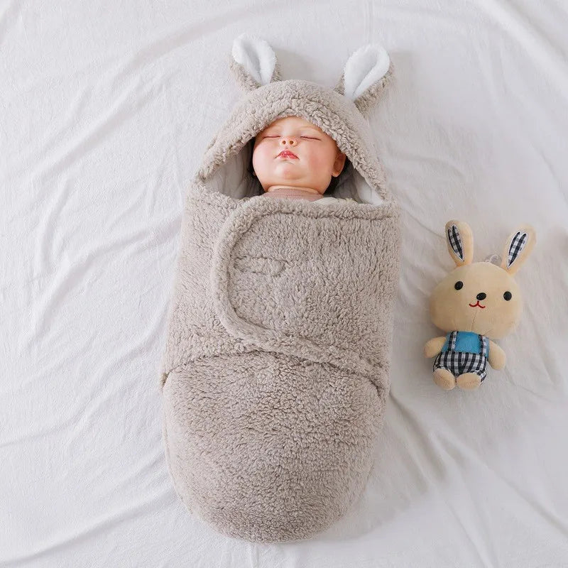 2024 Autumn Winter Infant Toddler Thicken Cashmere Receiving Blankets 0-6M Newborn Sleeping Bag Swaddling Kids Accessories