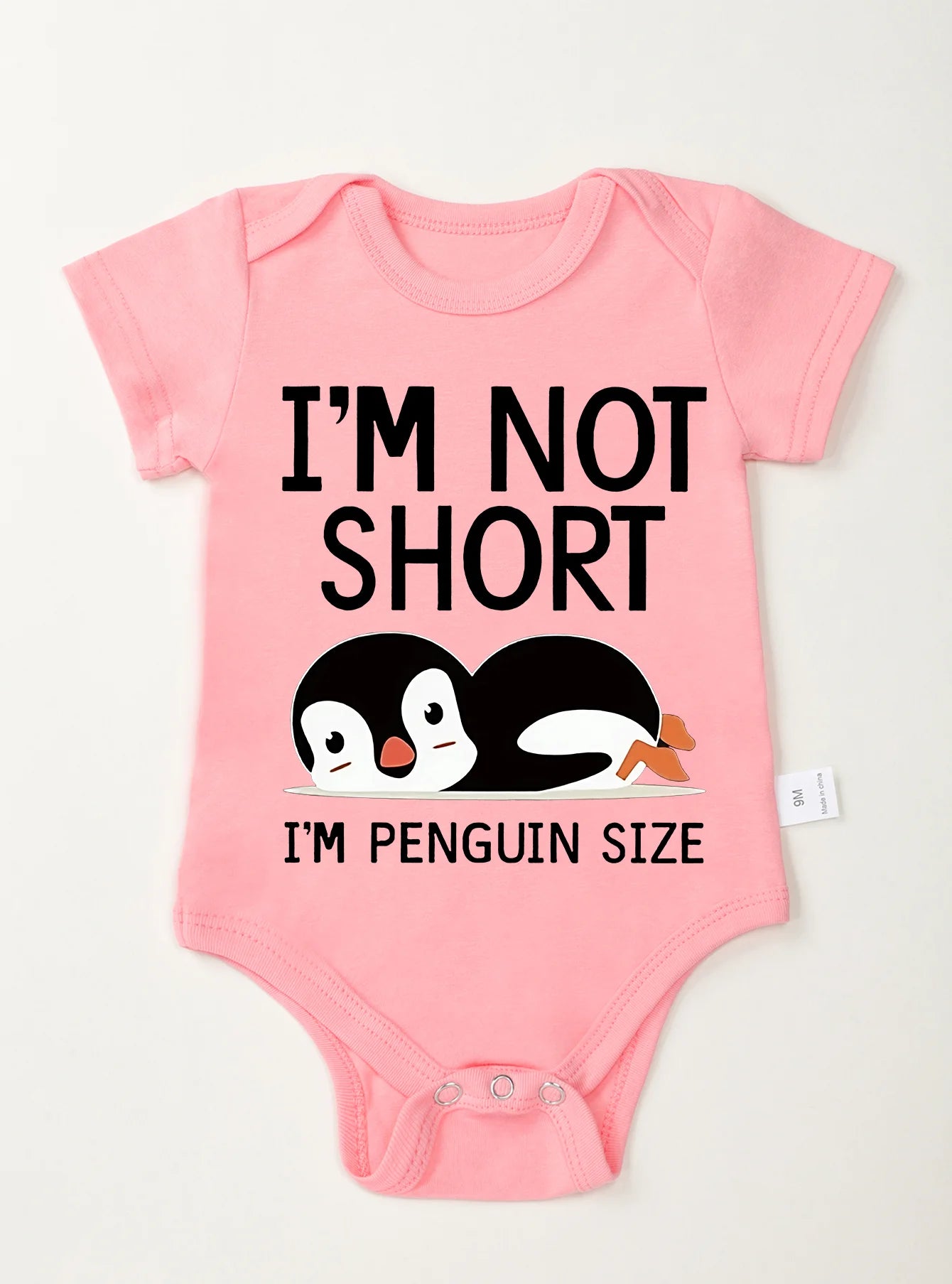 Newborn I'm Not Short Printing Bodysuit Baby Girl Boy Penguin Pattern Clothes Rompers Jumpsuit Infant Toddler Cute