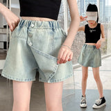 Girls Denim Shorts 2024 New Summer Thin Culottes for Children Korean Version Children Short Skirt Hot Pants