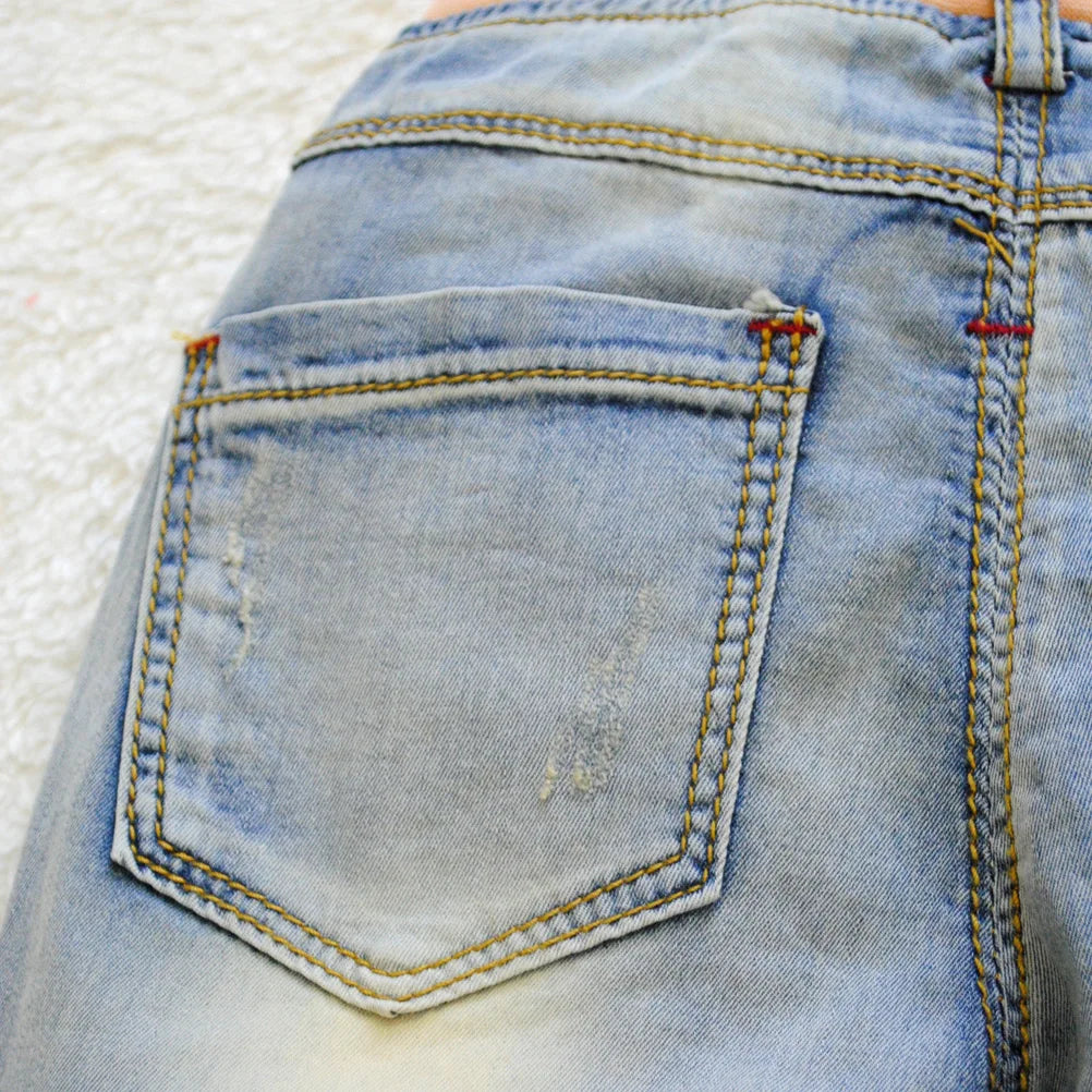 4031 soft denim shorts  summer  70% length  kids jeans  baby boys jeans