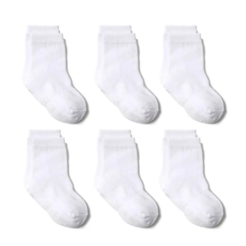 6 Pairs/lot Cotton Sock with Rubber Grips Children's Anti-slip Boat Socks Non-slip Socks for Boys1-7Years