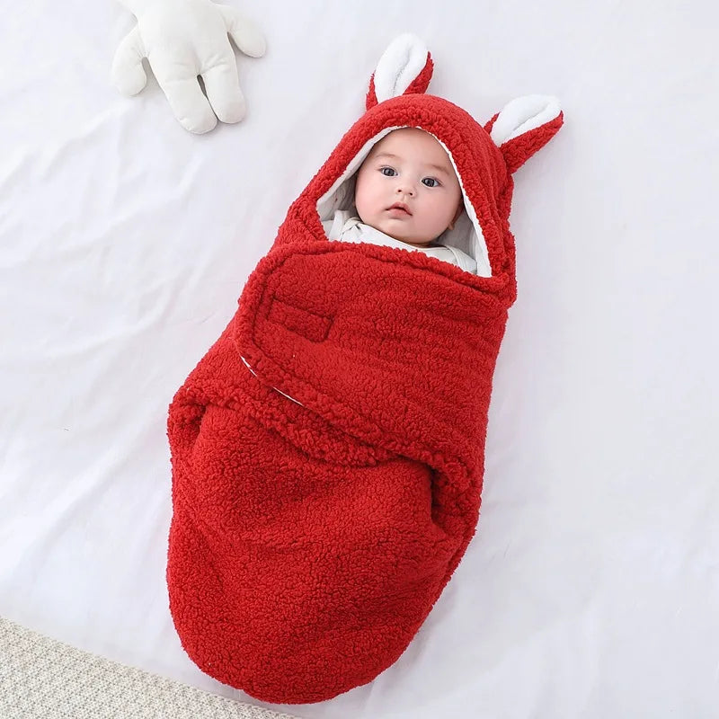 2024 Autumn Winter Infant Toddler Thicken Cashmere Receiving Blankets 0-6M Newborn Sleeping Bag Swaddling Kids Accessories