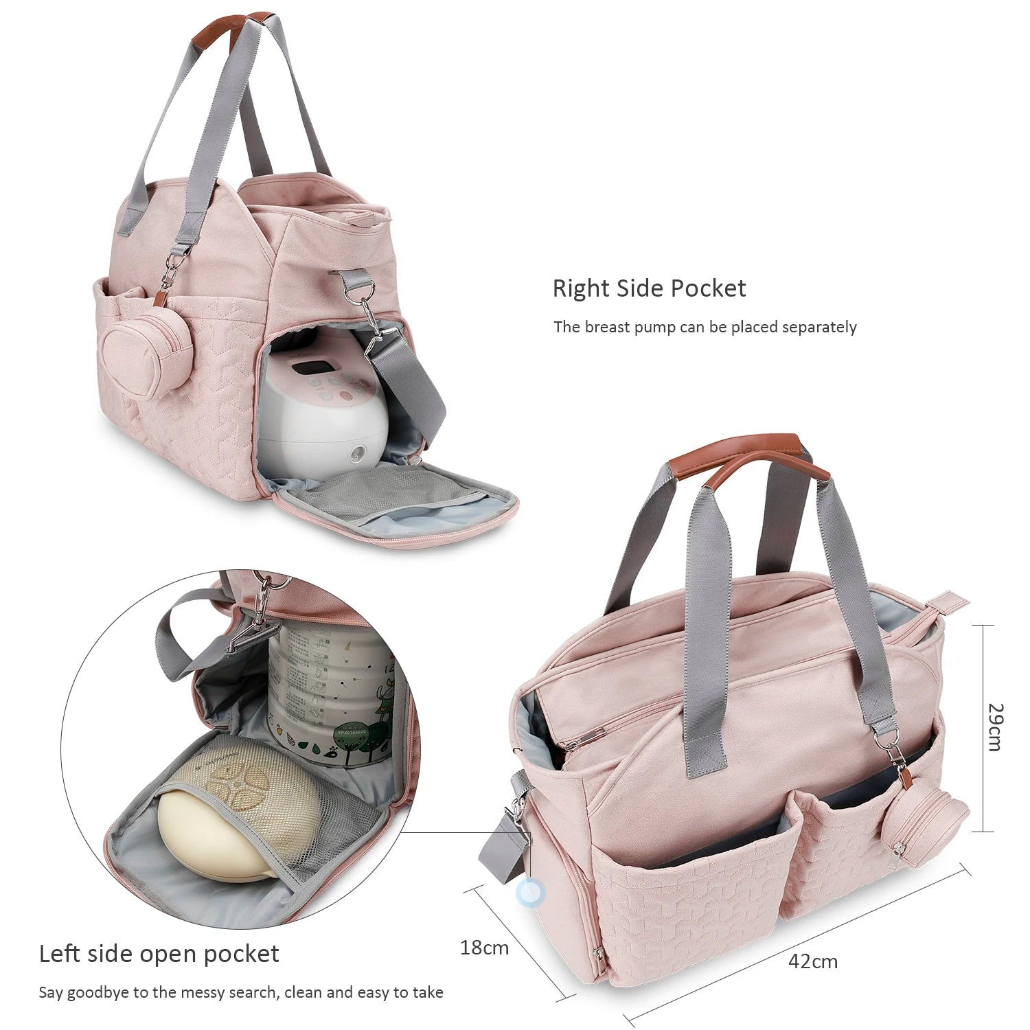 Breast Pump Bag Diaper Bag Tote with Pacifier Case Large Travel Diaper Tote for Mom and Dad Breast Pump Bag