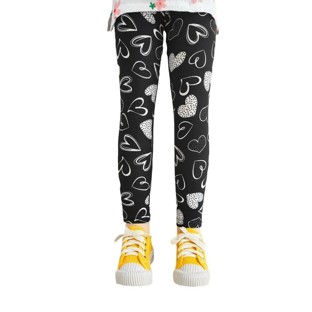 Cute Girls Leggings Spring Autumn Printing Flower Pants Sweet Girl Pencil Pants Kids Trousers Children Clothing