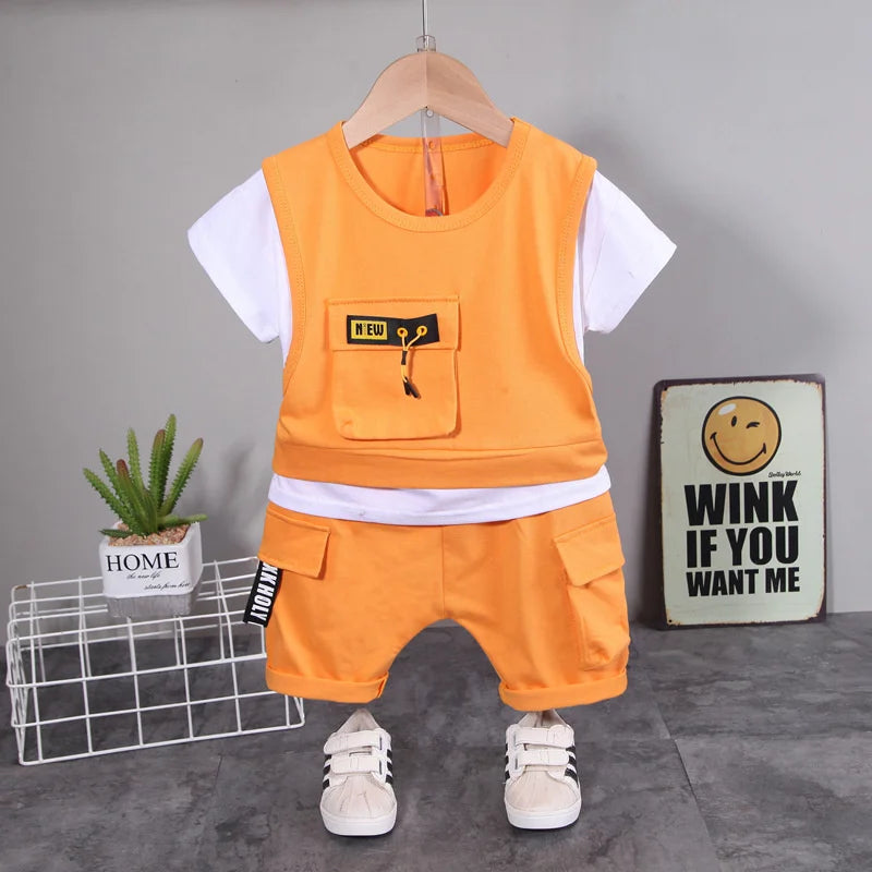 New Summer Baby Girl Clothes Infant Boys Clothing Children Casual T-Shirt Shorts 2Pcs/Set Toddler Sports Costume Kids Tracksuits