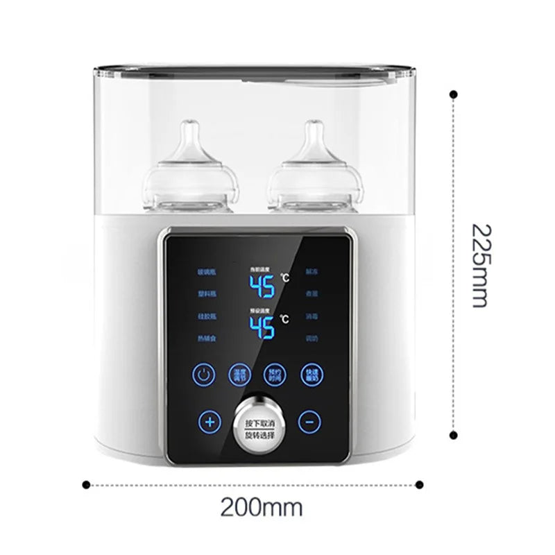 Multi function Baby Bottle Warmer Heater Sterilizer 8-in-1 Fast Milk Warmer with Timer Breast Milk or Formula Fits 2 Bottles