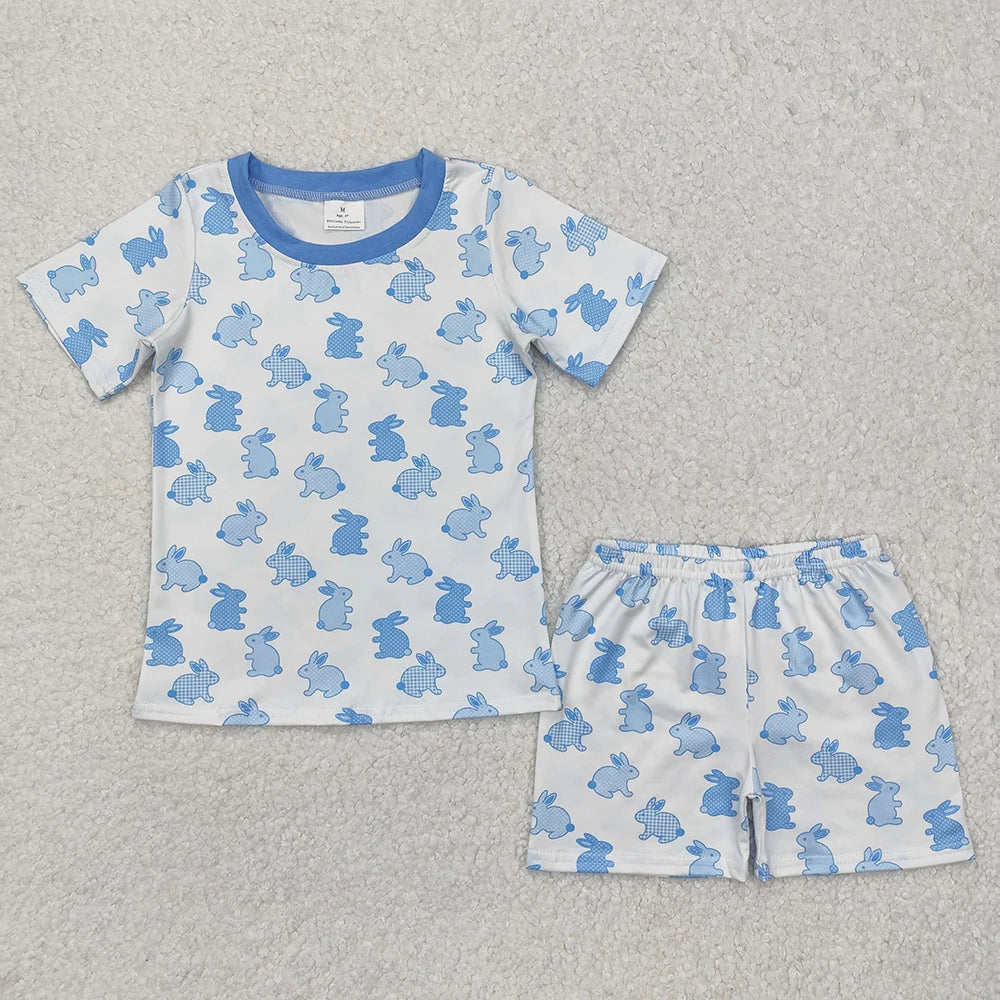 Hot Sale Kids Designer Clothes Boys Easter Rabbit Short Sleeve Top Shorts Sets Boutique Baby Boys Clothes Toddler Outfits New