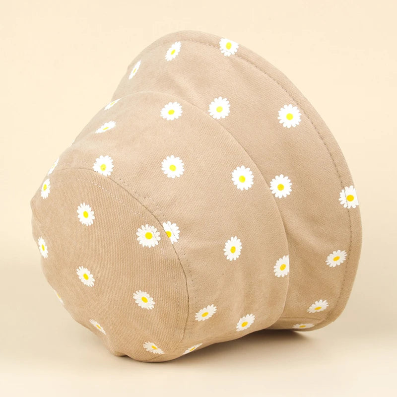 Summer Wide Brim Daisy Pattern Kids Bucket Hat Cute Flower Baby Boys Girls Sun Hat Soft Kids Chilren Fisherman Panama Caps