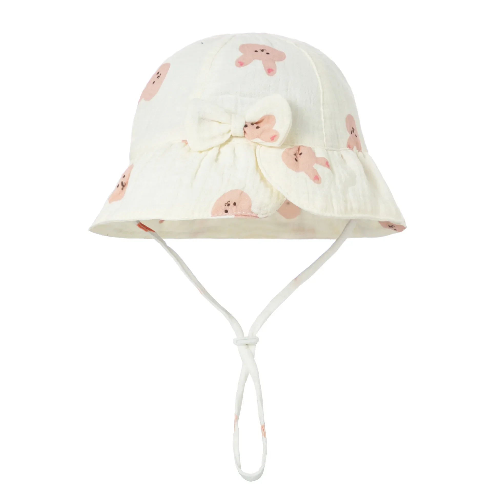 New Baby Cotton Bowknot Bucket Hat Children Sunscreen Outdoor Caps Boy Girl Print Panama Hat Unisex Beach Fishing Hat For 3-12M