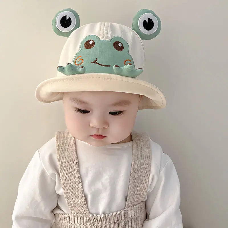 Baby Bucket Hat for Kids Spring Outdoor Boys Girls Sun Hat Summer Cute Frog Toddler Children Fisherman Cap Cotton Panama Bonnet