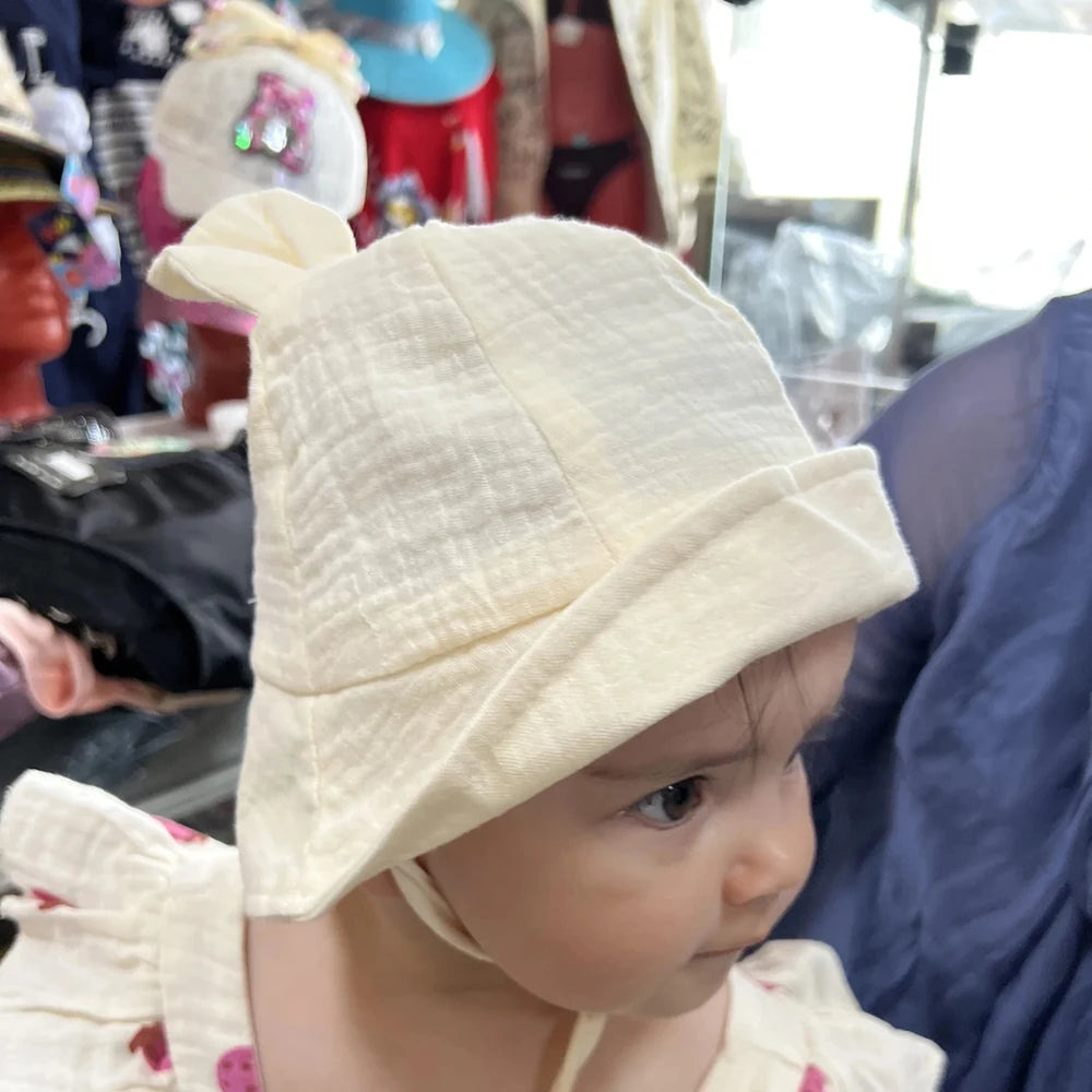 Muslin Cotton Baby Hat Summer Infant Cap Soft Baby Sun Hats Panama for Kids Girls Boys Bucket Hat Accessories Children 3-12M