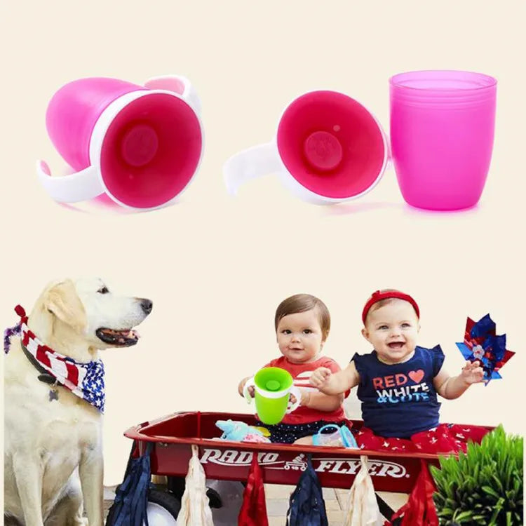 360 Degrees Can Be Rotated Baby Learning Drinking Cup with Double Handle Flip Lid Leakproof Silicone Infants Water Cups Bottle