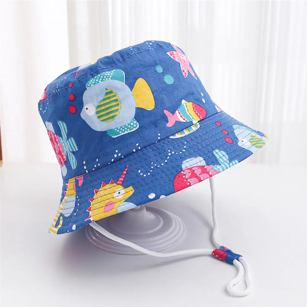 Summer Panama Baby Girls Hat Autumn Cartoon Boys Fisherman's Cap Beach Baby Sun Hat Outdoor UV Bucket Hat for Kids Toddler Visor