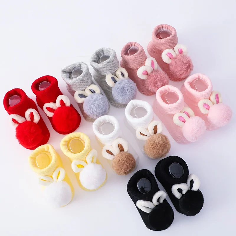 2Pcs Set Baby Socks Headband Cute Plush Ball Newborn Short Socks Cute Kids Baby Girl Hairbands Socks Photo Props