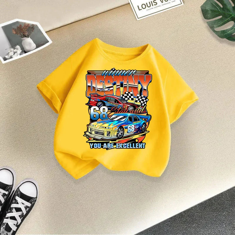 Boys and Girls Short-sleeved T-shirt Summer Wear 2024 New Children's Thin Summer Tops Boys Casual Style Half-sleeved 100-160