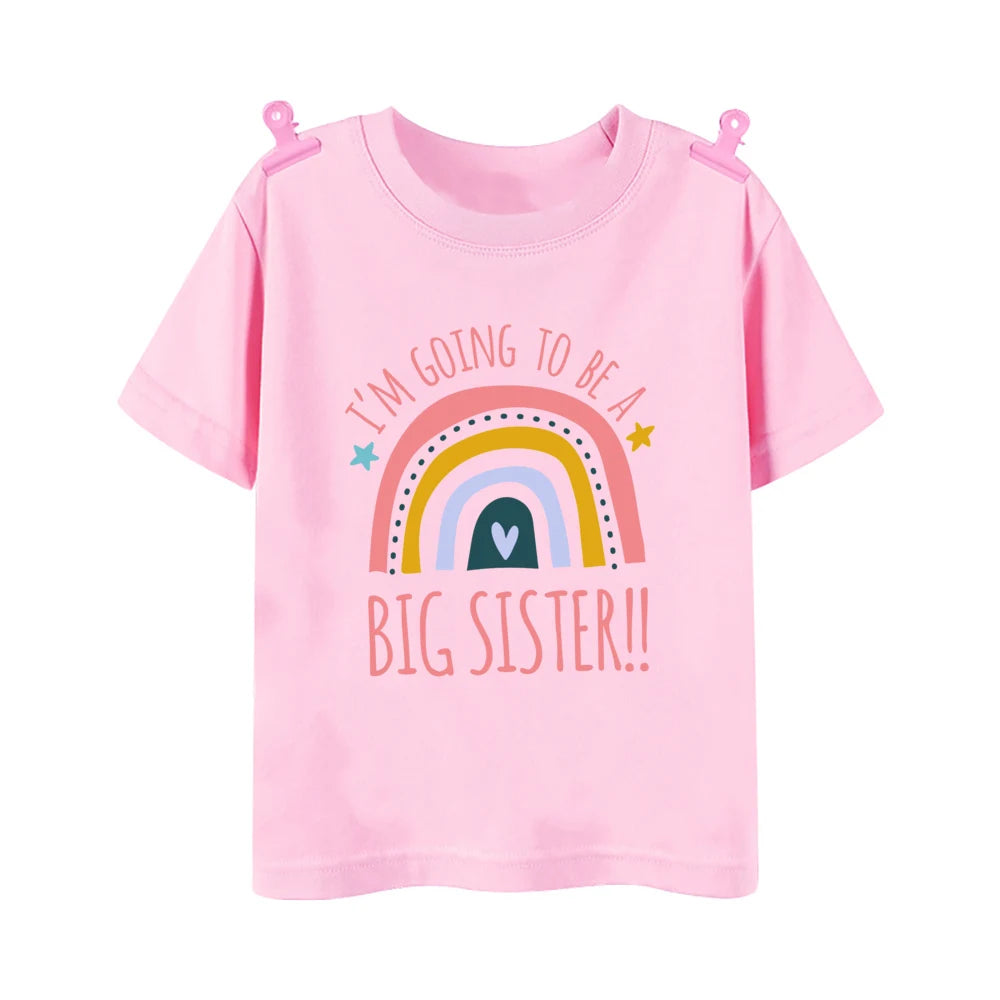 I'm Going To Be A Big Sister Printed Girls Shirt Tee Pregnancy Announcement Kids T-shirt Child Summer Short Sleeve Clothes Tops