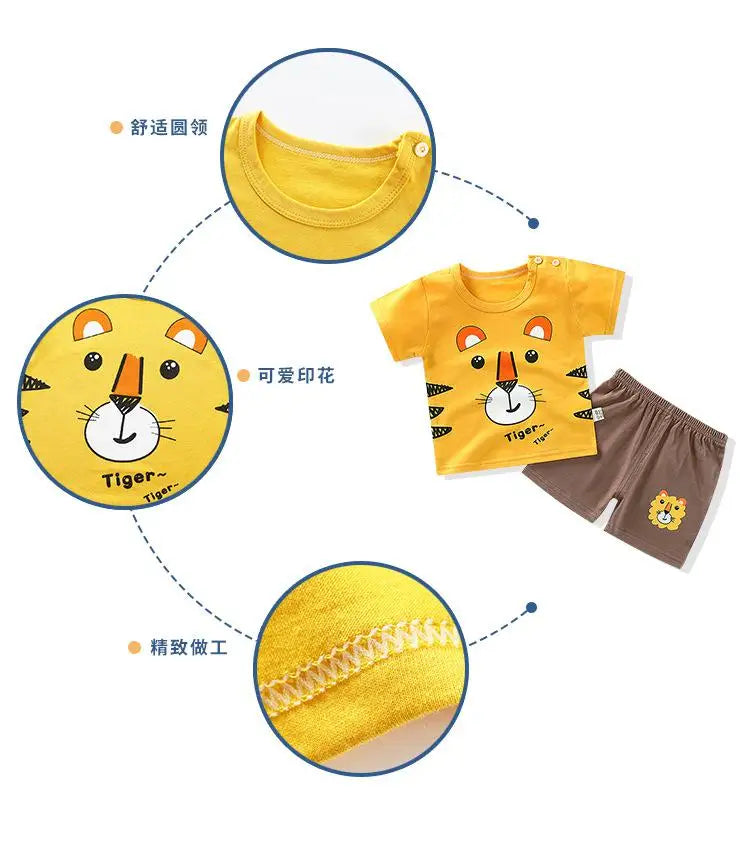 Baby Sets Children Set Girls Boy Shorts Clothes Cartoon Print Outfits For Kids Child Toddler T-shirt +pants Boys Clothes New